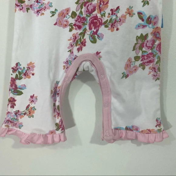 NWT Albetta Baby White and Pink Floral Ruffle Flutter Hem Playsuit - Picture 3 of 9